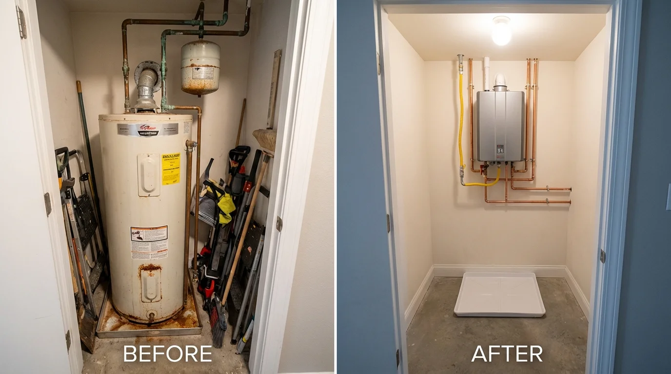Tank water heater versus wall-mounted tankless unit comparison for Dierks, AR homeowners